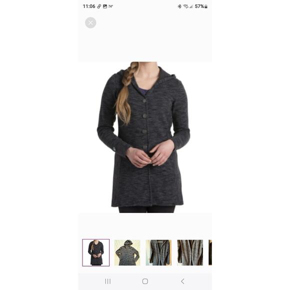 Kuhl Isla Sweater Jacket Women's M Dark Gray Button Up Hooded Outdoorcore READ - Picture 13 of 13